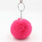 Fluffy Pom Pom Keychain / Bag Charm (Silver) Red