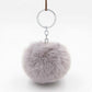 Fluffy Pom Pom Keychain / Bag Charm (Silver) Gray
