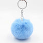 Fluffy Pom Pom Keychain / Bag Charm (Silver) Blue
