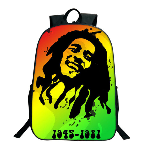 Bob Marley Reggae Print Backpack (16&quot;) Style 7 / Nylon