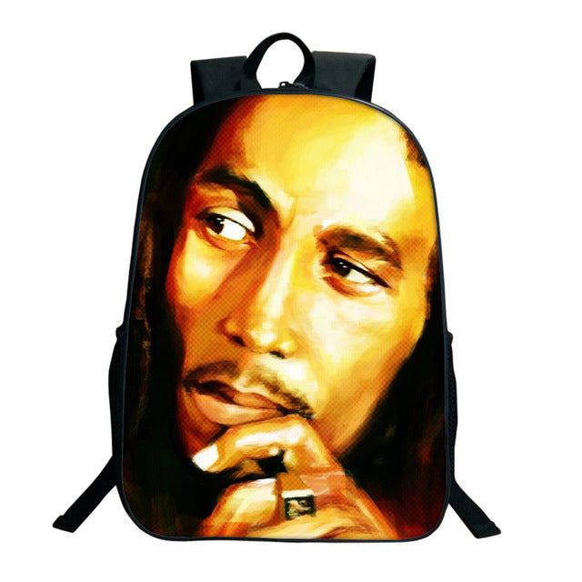 Bob Marley Reggae Print Backpack (16&quot;) Style 1 / Nylon