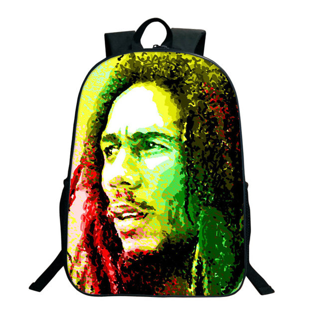 Bob Marley Reggae Print Backpack (16&quot;) Style 5 / Nylon