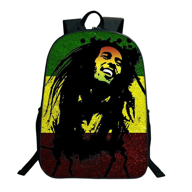 Bob Marley Reggae Print Backpack (16&quot;) Style 9 / Nylon