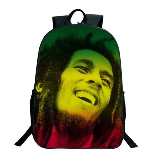 Bob Marley Reggae Print Backpack (16&quot;) Style 8 / Nylon