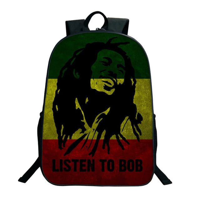 Bob Marley Reggae Print Backpack (16&quot;) Style 10 / Nylon