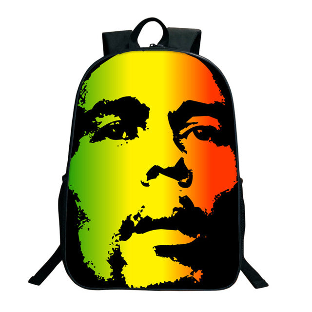 Bob Marley Reggae Print Backpack (16&quot;) Style 2 / Nylon