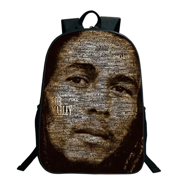 Bob Marley Reggae Print Backpack (16&quot;) Style 4 / Nylon