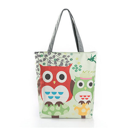 Cute Owl Print Shoulder / Tote Bag (15&quot;) Style 1 / Canvas