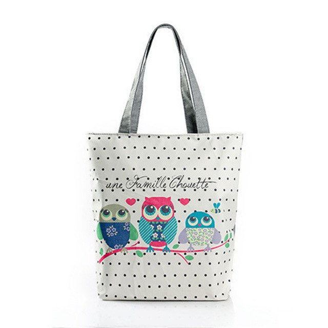 Cute Owl Print Shoulder / Tote Bag (15&quot;) Style 4 / Canvas