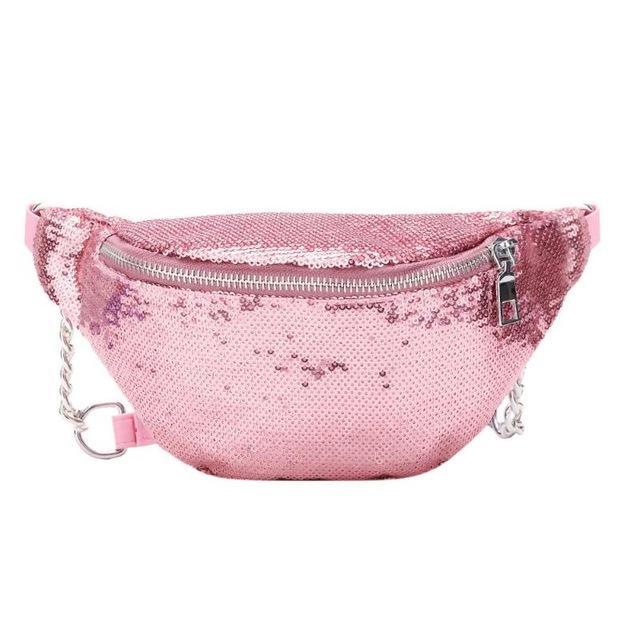 Pink Sequin Waist Bag