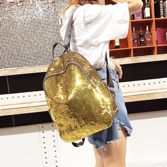 Solid Glittery Sequin Backpack 