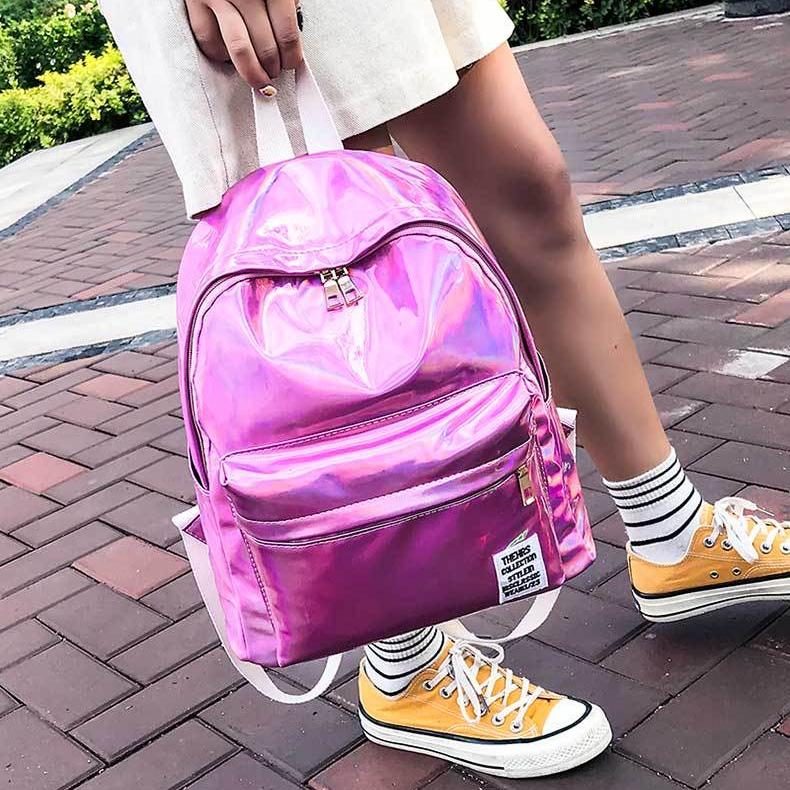 Mini Glossy Holographic Backpack 