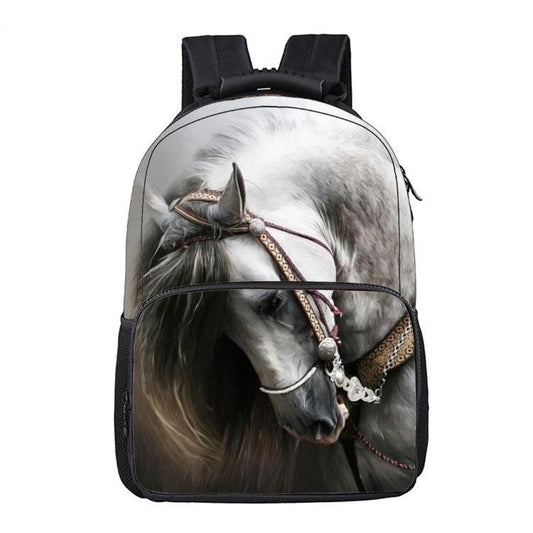 White Spanish Horse Print Backpack