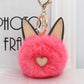 Fluffy Pom Pom Cat Ears Keychain / Bag Charm Hot-Pink