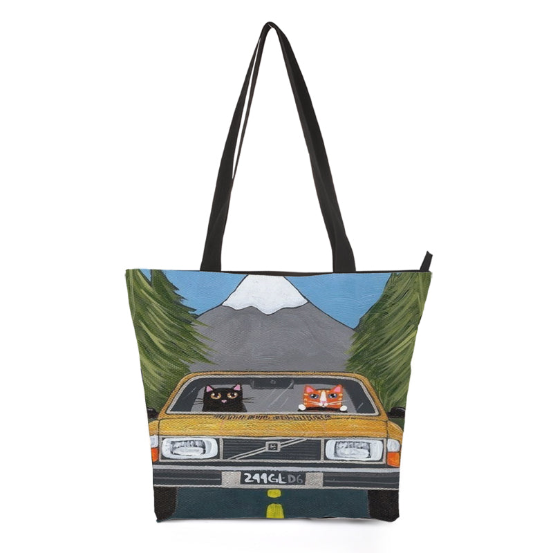 Car Driving Cat Shopping Bag Style 5