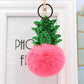 Fluffy Pom Pom Pineapple Keychain / Bag Charm Red