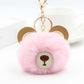 Fluffy Pom Pom Teddy Bear Keychain / Bag Charm Pink