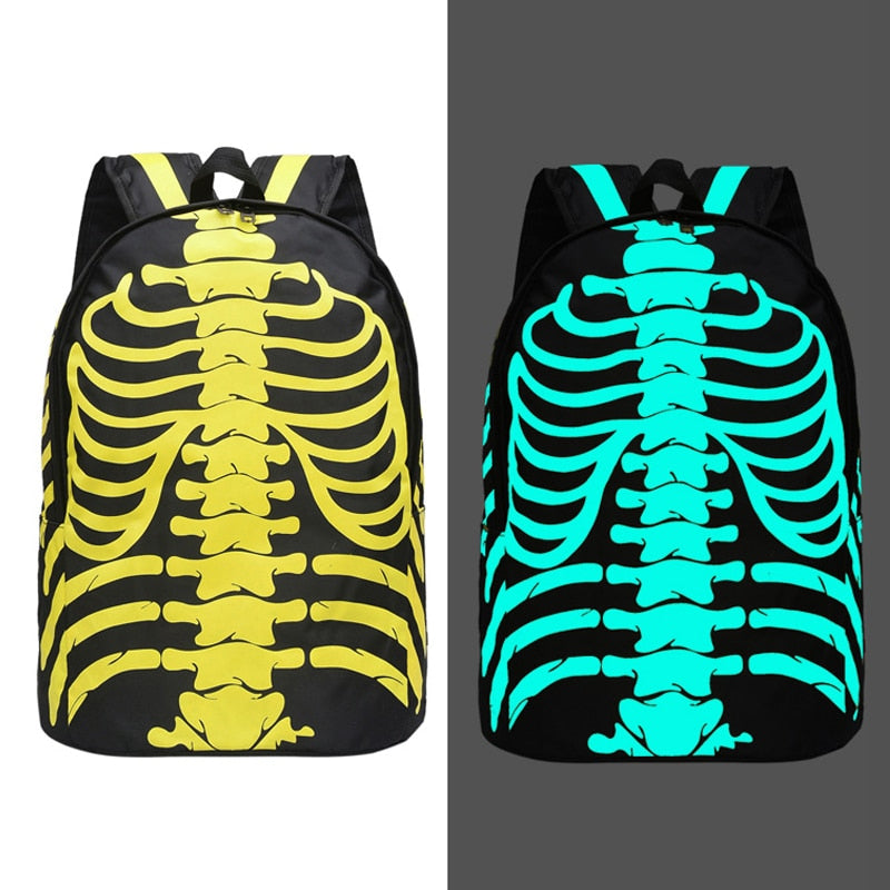 Yellow Glow-In-The-Dark Skeleton Backpack