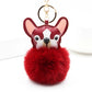 Fluffy Pom Pom French Bull Dog Keychain / Bag Charm Red