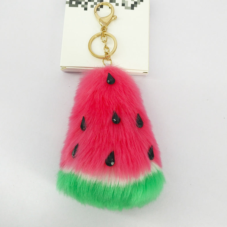 Fluffy Pom Pom Watermelon Keychain / Bag Charm 