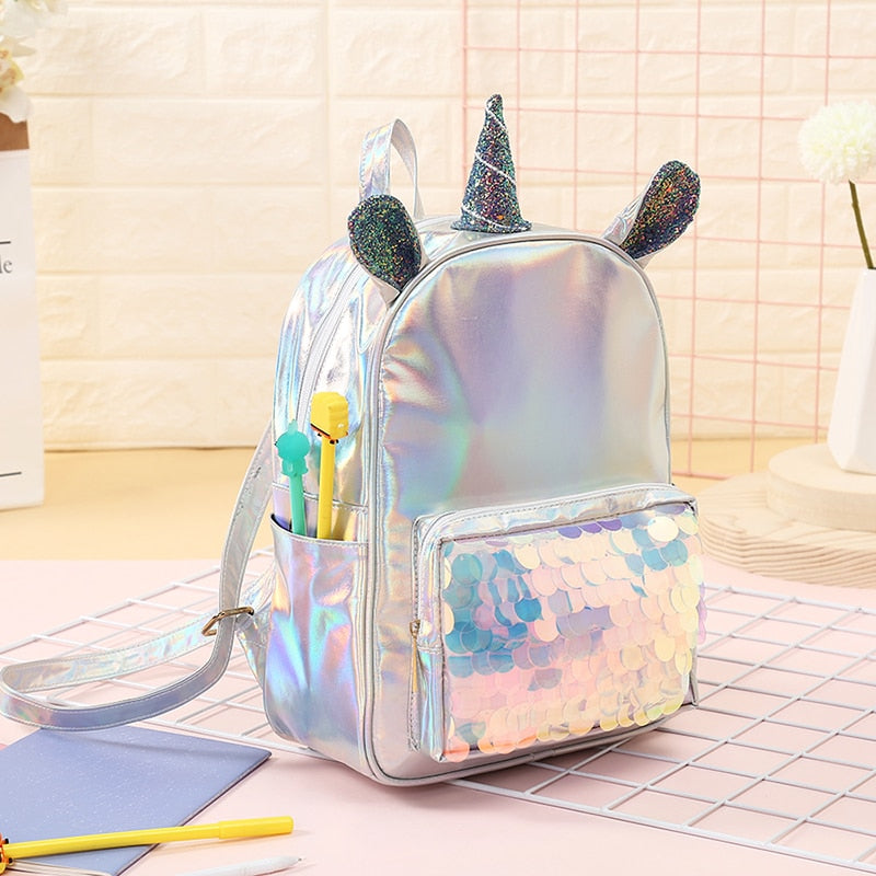 Holographic Sequin Unicorn Backpack 