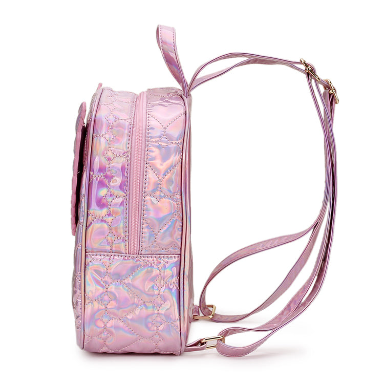 Mini Holographic Heart Stitch Angel Wings Backpack 