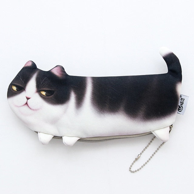Cartoon Cat Shape Pencil Bag Case (8&quot;) Black