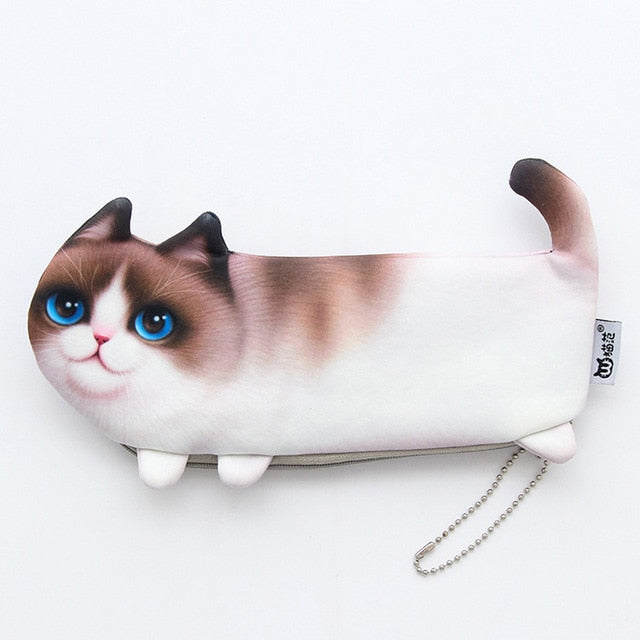 Cartoon Cat Shape Pencil Bag Case (8&quot;) Brown