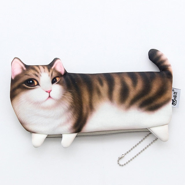 Cartoon Cat Shape Pencil Bag Case (8&quot;) Orange