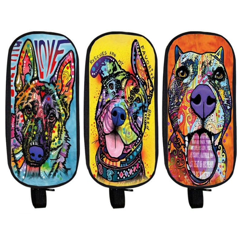 Psychedelic Dog Print Pencil / Cosmetic Bag
