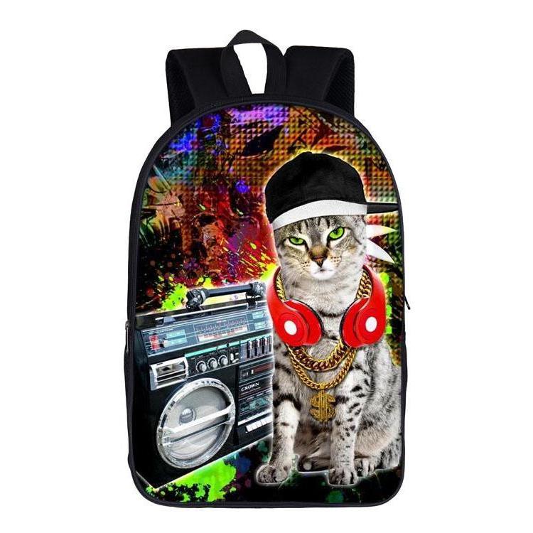 Funny Street Kitty Rap Cat Backpack