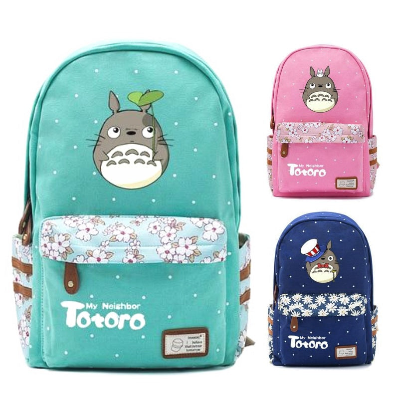 Totoro Anime Backpack w/ Flowers (17&quot;) 