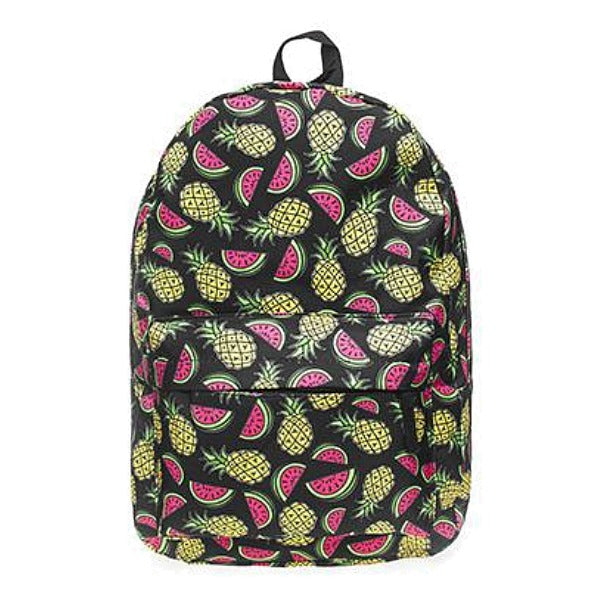 Canvas Watermelon + Pineapple Print Backpack