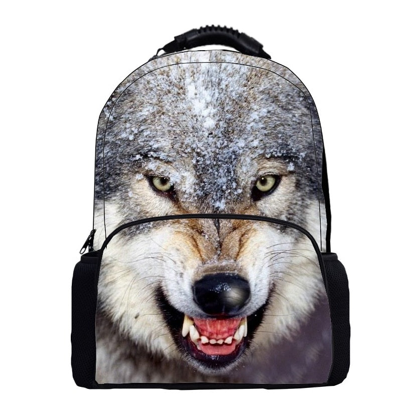 Photographic Wolf Print Backpack (16&quot;) Style 2 / Nylon