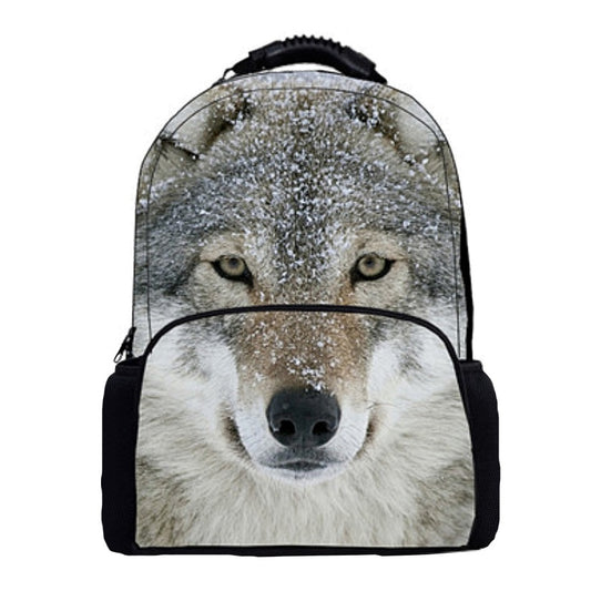 Photographic Wolf Print Backpack (16&quot;) Style 1 / Nylon
